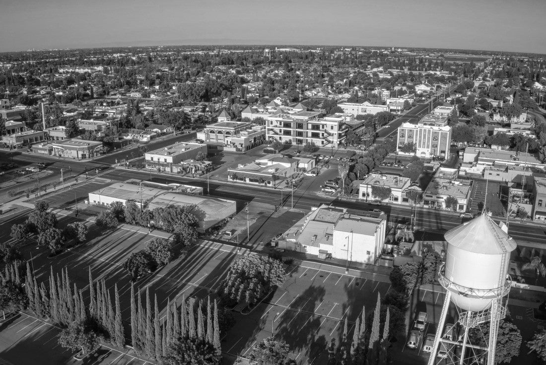 Aerial View of Fresno Suburb Clovis, California 2000pc PuzzleBlack and White