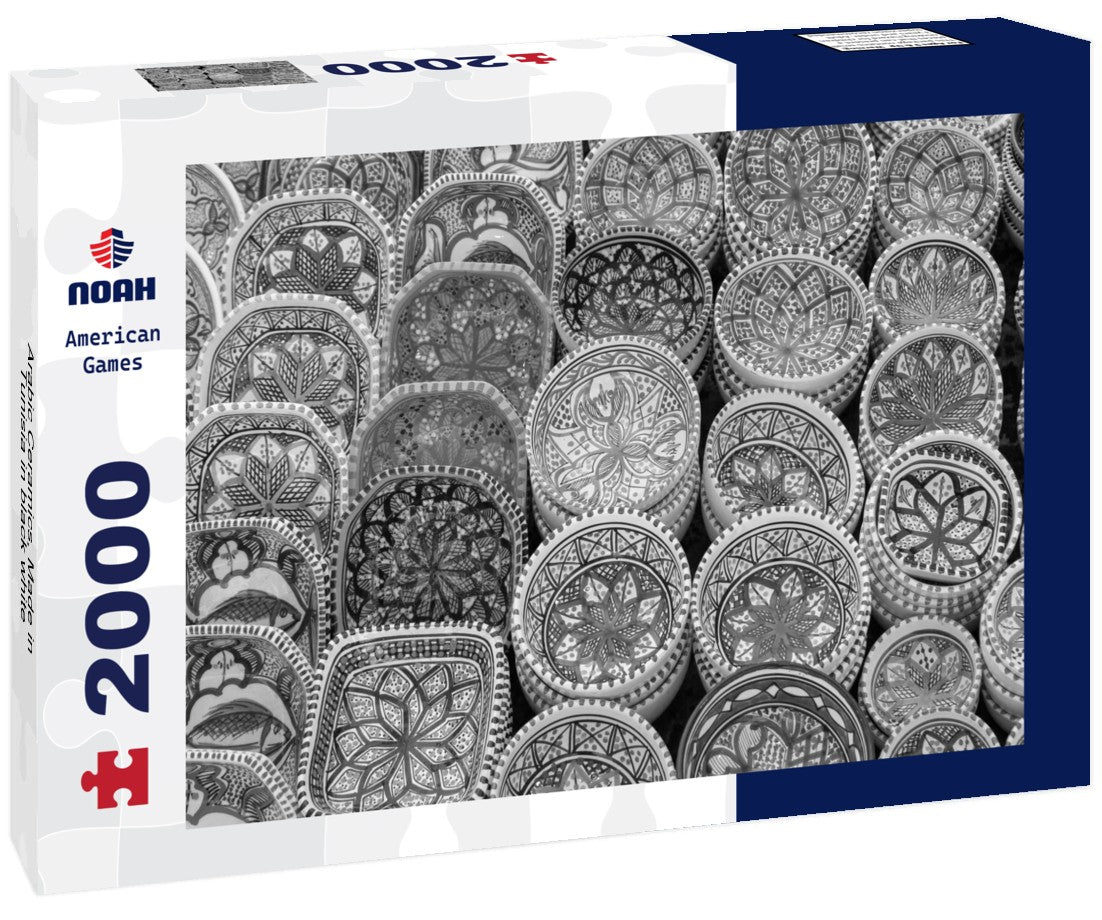 Noah Jigsaw Puzzle Arabic Ceramics, Made in Tunisia in black white 2000 pieces