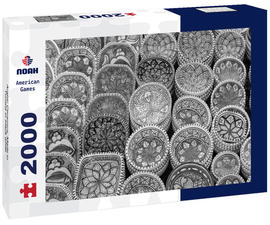 Noah Jigsaw Puzzle Arabic Ceramics, Made in Tunisia in black white 2000 pieces