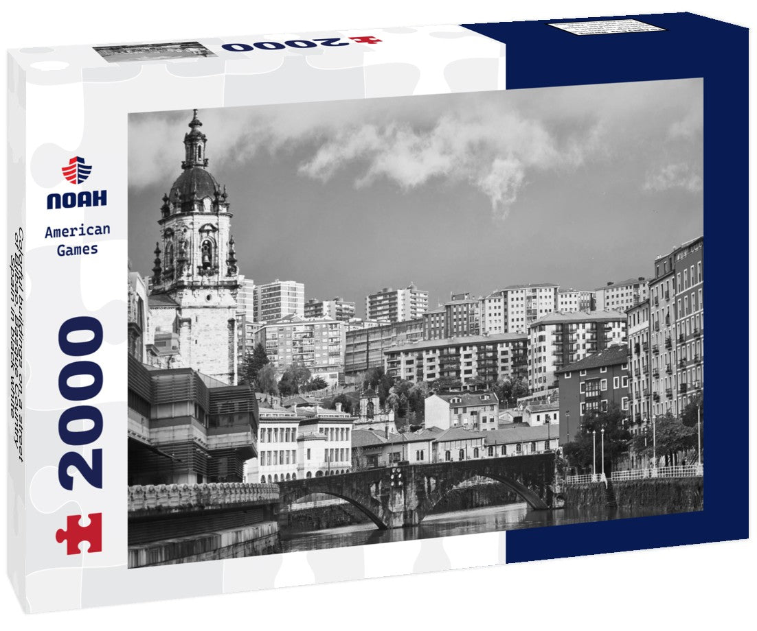 Colorful buildings on a street of Bilbao, Basque Country, Spain 2000pc PuzzleBlack and White