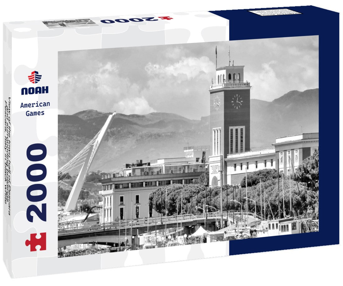 Noah Jigsaw Puzzle View of the town hall of Pescara and surrounding buildings, Pescara, Italy in black white 2000 pieces