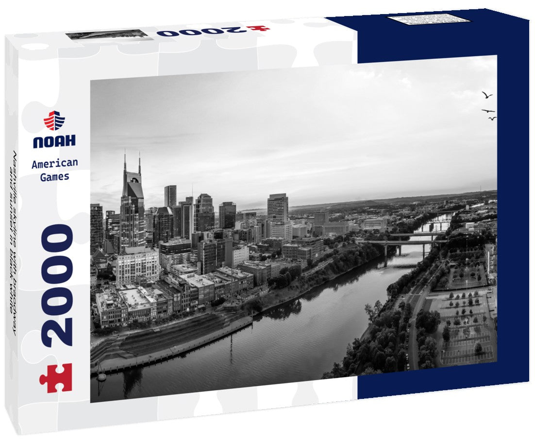 Nashville skyline with braodway and sunset 2000pc PuzzleBlack and White