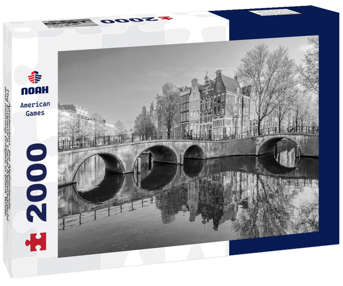 Amsterdam, the Netherlands. The Emperor's Canal Keizersgracht and morning bridges 2000pc PuzzleBlack and White