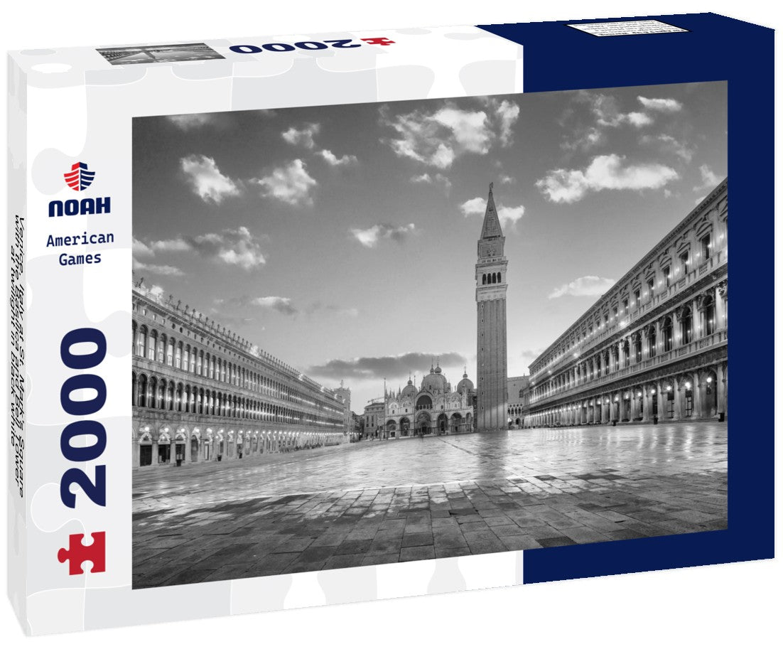 Noah Jigsaw Puzzle Venice, Italy at St. Mark's Square with the Basilica and Bell Tower at twilight in black white 2000 pieces