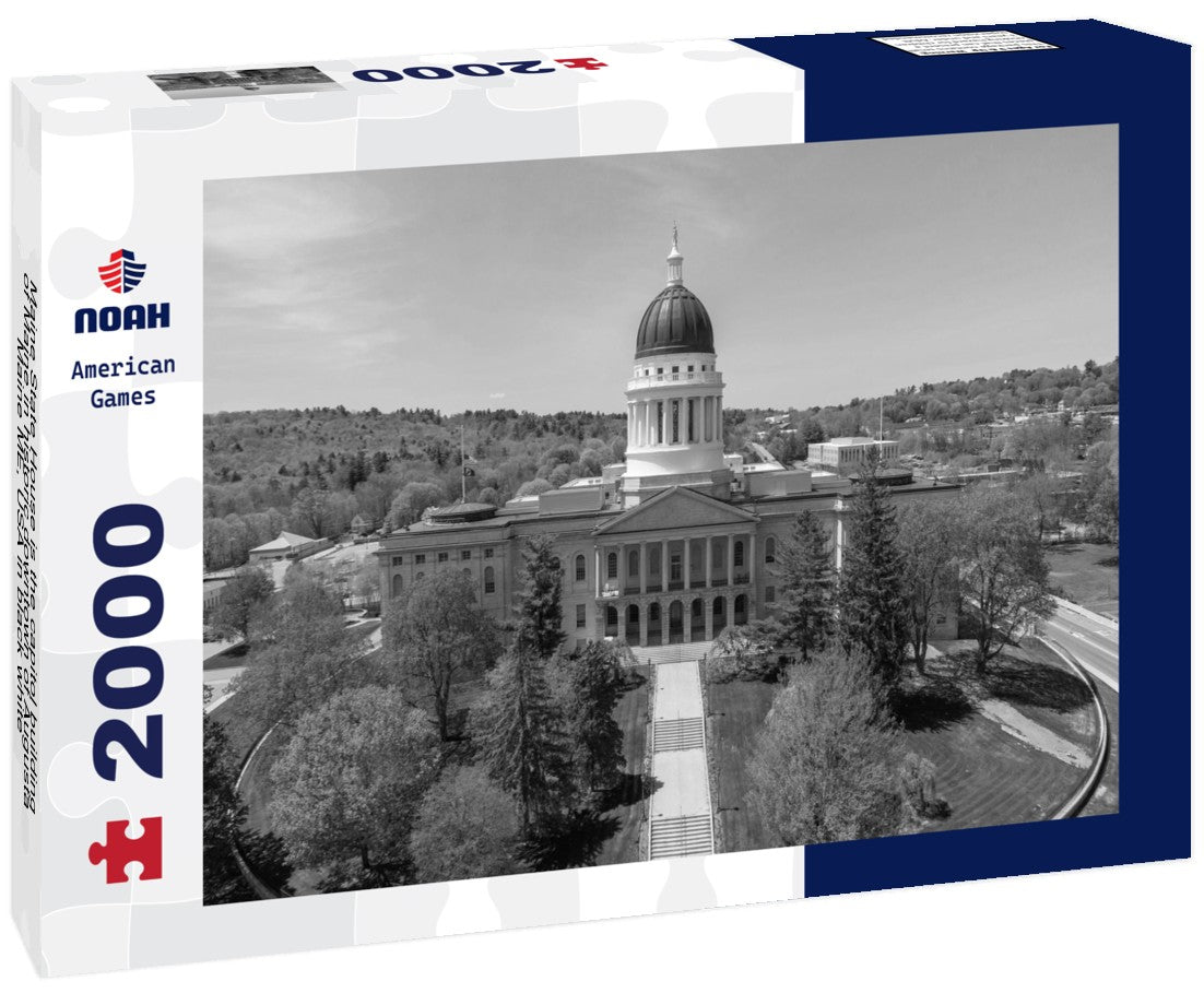 Maine State House is the capitol building of Maine in historic downtown of Augusta, Maine ME, USA 2000pc PuzzleBlack and White