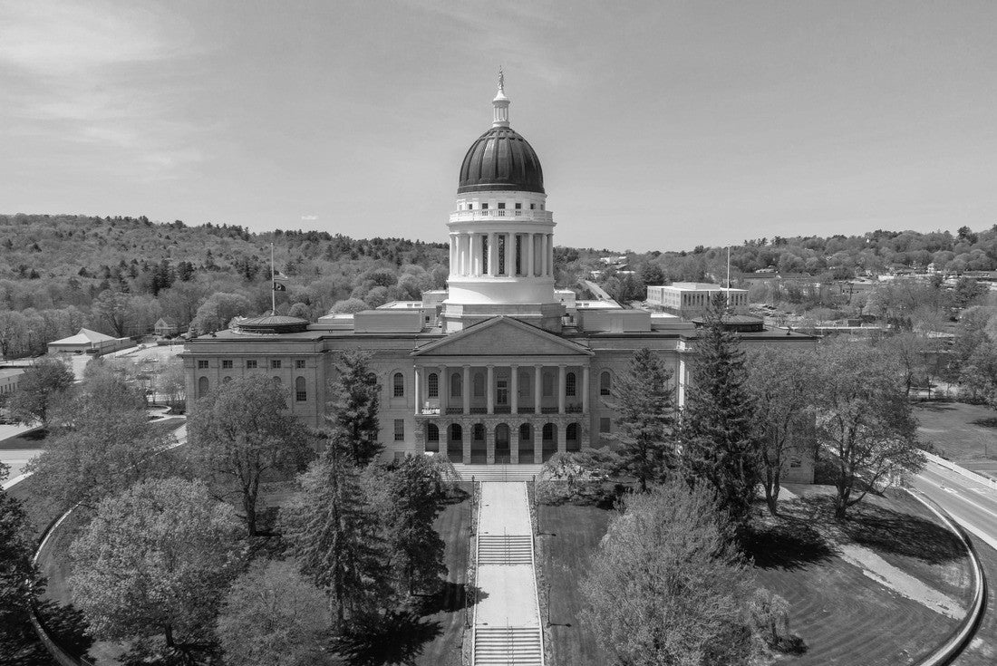 Maine State House is the capitol building of Maine in historic downtown of Augusta, Maine ME, USA 2000pc PuzzleBlack and White