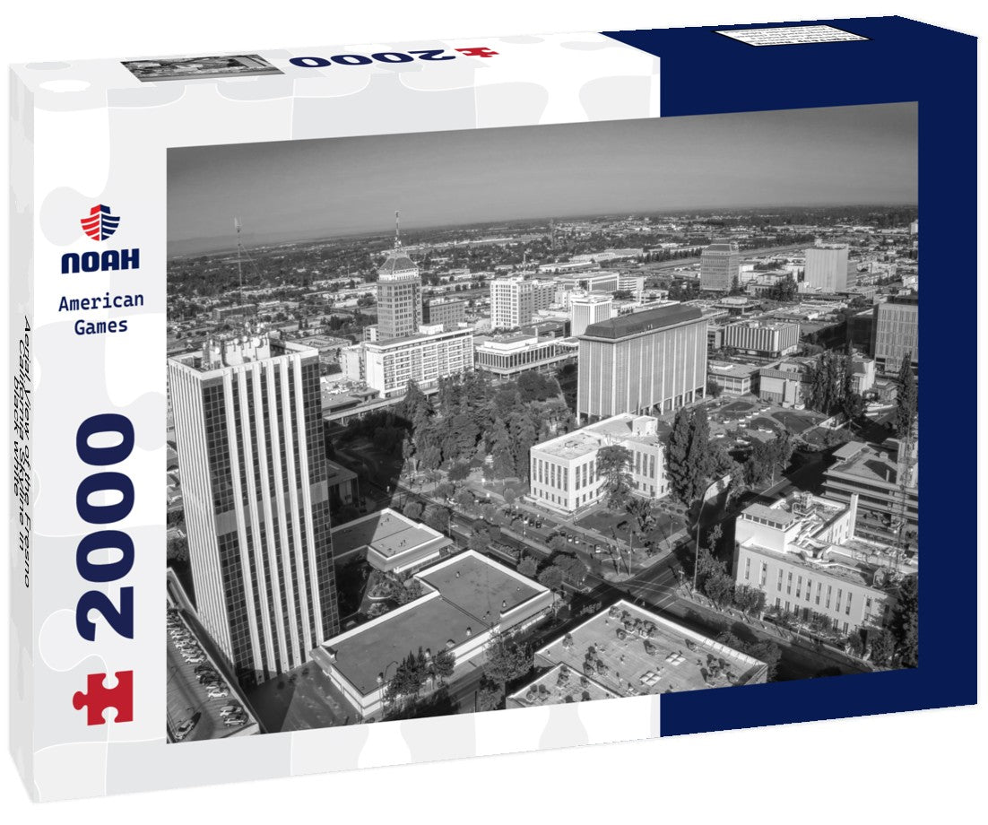 Aerial View of the Fresno, California Skyline 2000pc PuzzleBlack and White