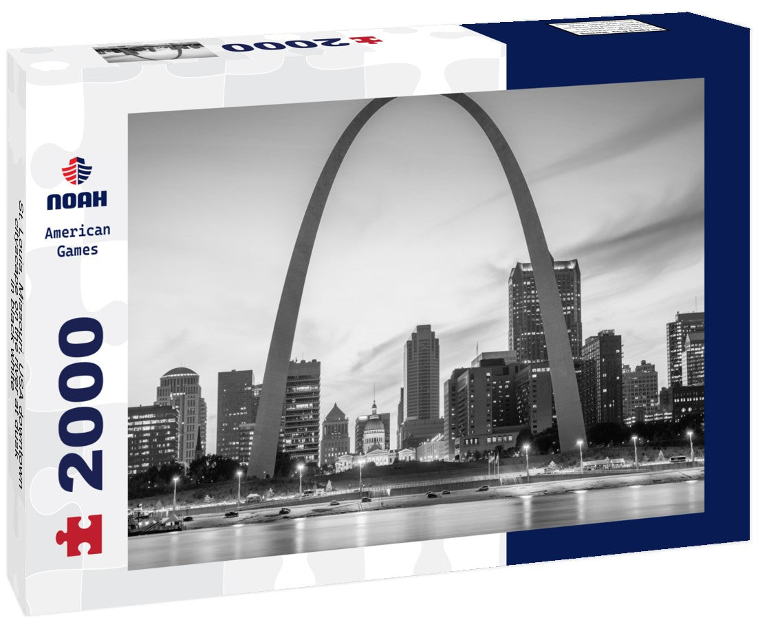 St. Louis, Missouri, USA downtown cityscape on the river at dusk 2000pc PuzzleBlack and White