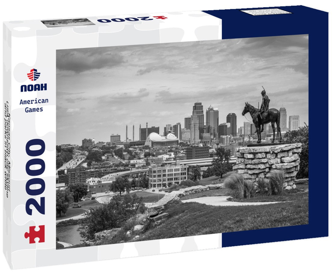 Kansas City, Missouri, USA downtown city skyline and parks 2000pc PuzzleBlack and White