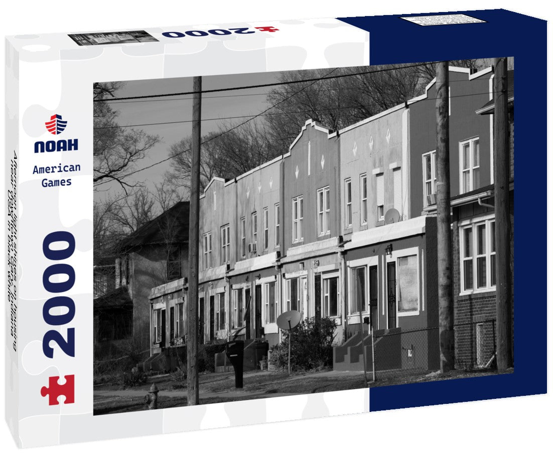 Noah Jigsaw Puzzle Afternoon light shines on housing near downtown Gary, Indiana, USA in black white 2000 pieces