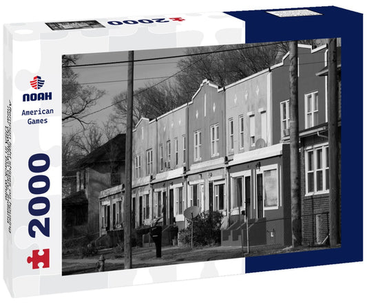Noah Jigsaw Puzzle Afternoon light shines on housing near downtown Gary, Indiana, USA in black white 2000 pieces