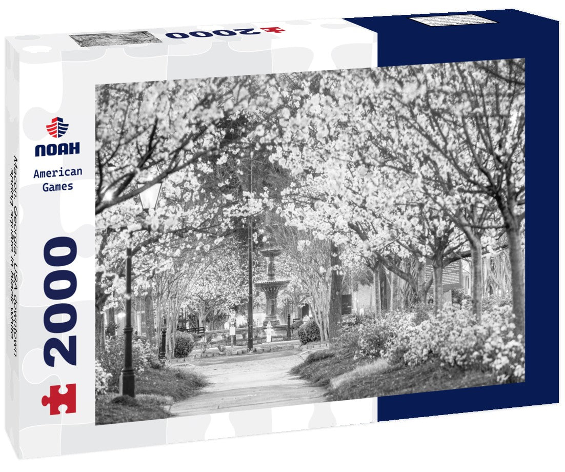 Macon, Georgia, USA downtown spring square 2000pc PuzzleBlack and White