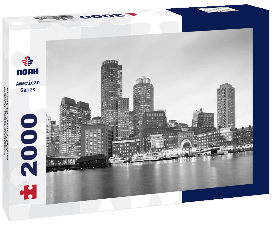 Financial District Skyline and Harbor at Dusk, Boston, Massachusetts, USA. 2000pc PuzzleBlack and White