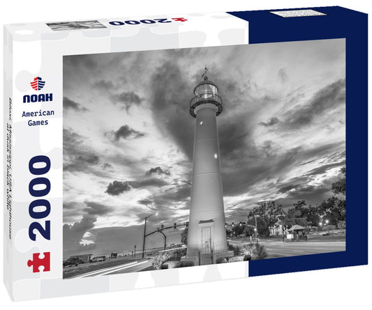 Noah Jigsaw Puzzle Biloxi, Mississippi, USA Lighthouse at dusk in black white 2000 pieces