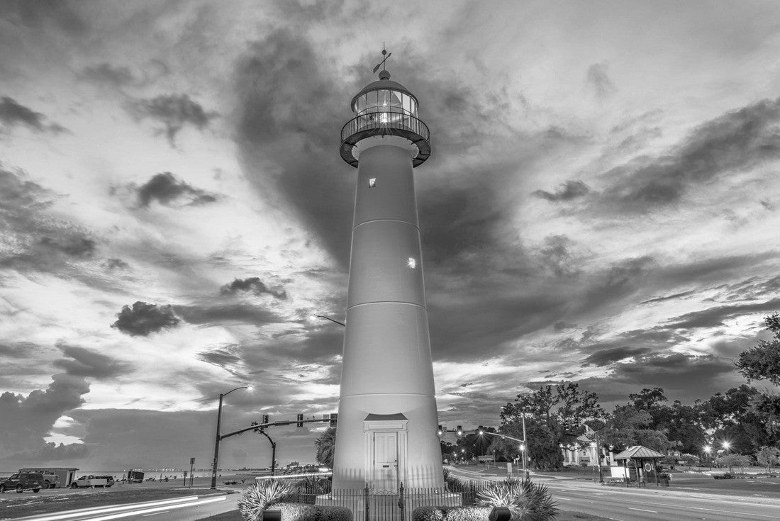 Noah Jigsaw Puzzle Biloxi, Mississippi, USA Lighthouse at dusk in black white 2000 pieces