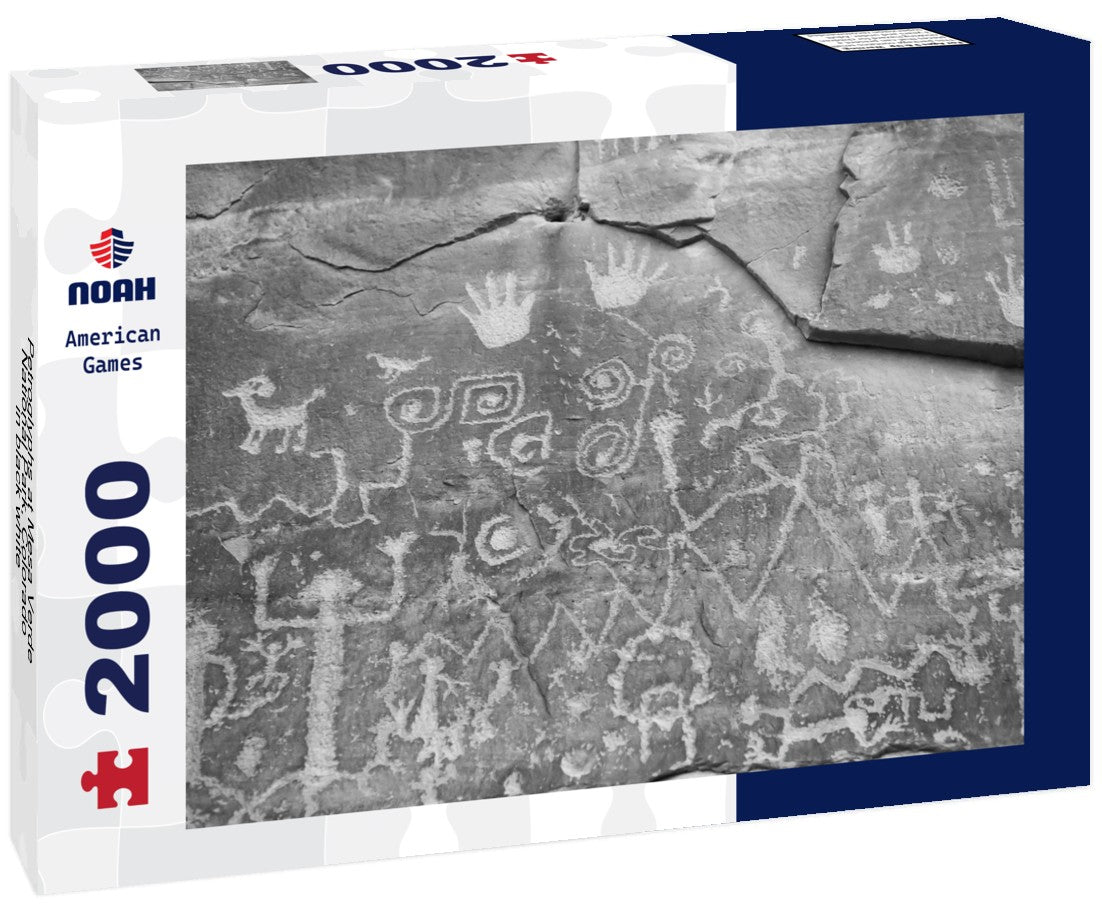 Noah Jigsaw Puzzle Petroglyphs at Mesa Verde National Park, Colorado in black white 2000 pieces