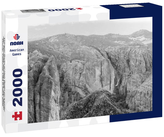 Noah Jigsaw Puzzle Volcanic Rocks at High Peaks on a winter day. Pinnacles National Park, San Benito County, California, USA in black white 2000 pieces