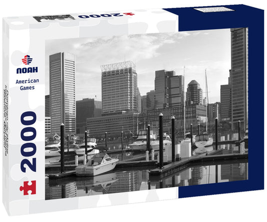 Noah Jigsaw Puzzle Downtown city skyline, Inner Harbor and marina, Baltimore, Maryland, USA in black white 2000 pieces