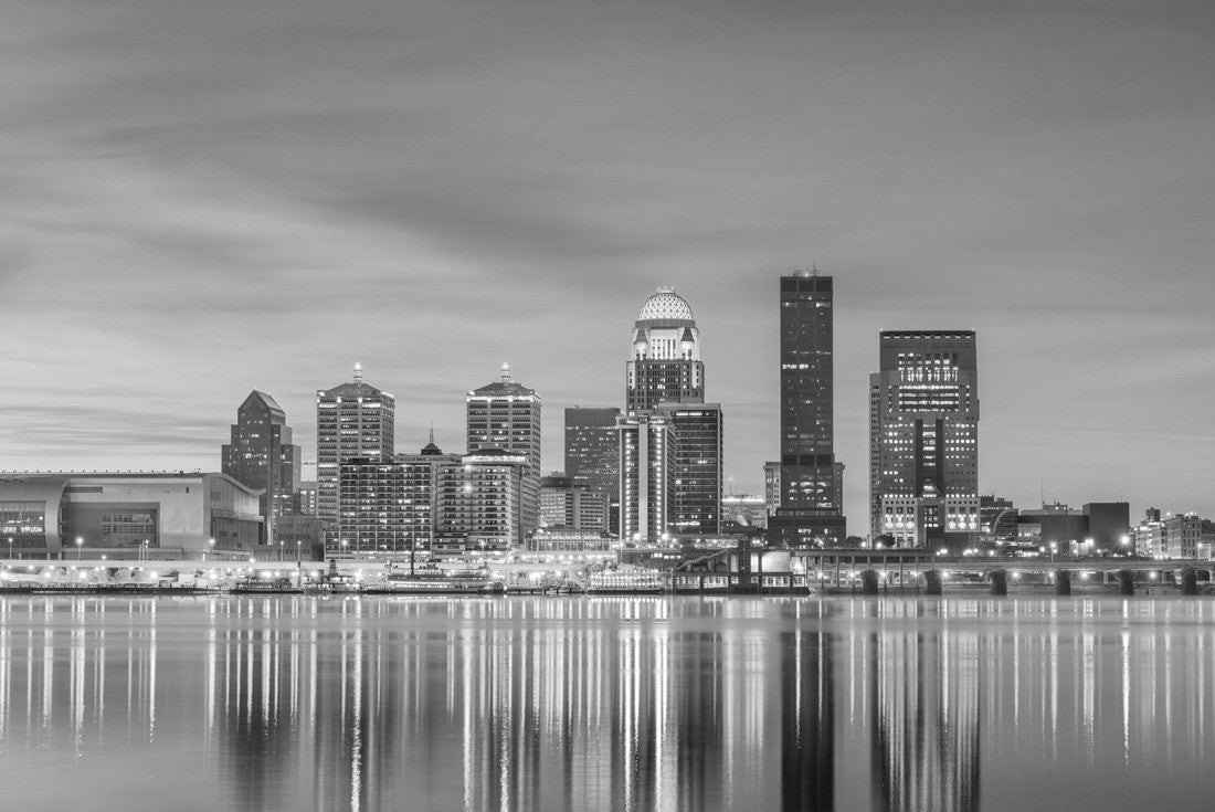 Louisville, Kentucky, USA downtown skyline at the river at dusk 2000pc PuzzleBlack and White