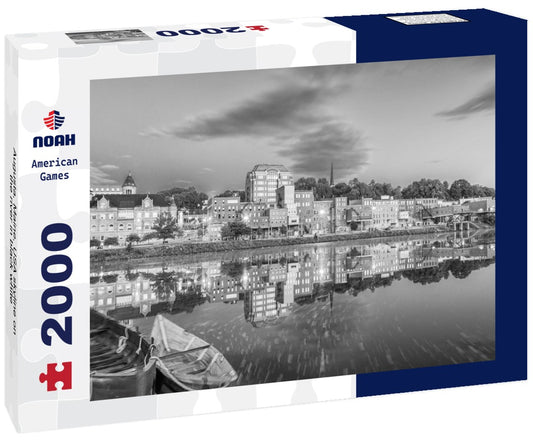 Noah Jigsaw Puzzle Augusta, Maine, USA skyline on the river in black white 2000 pieces