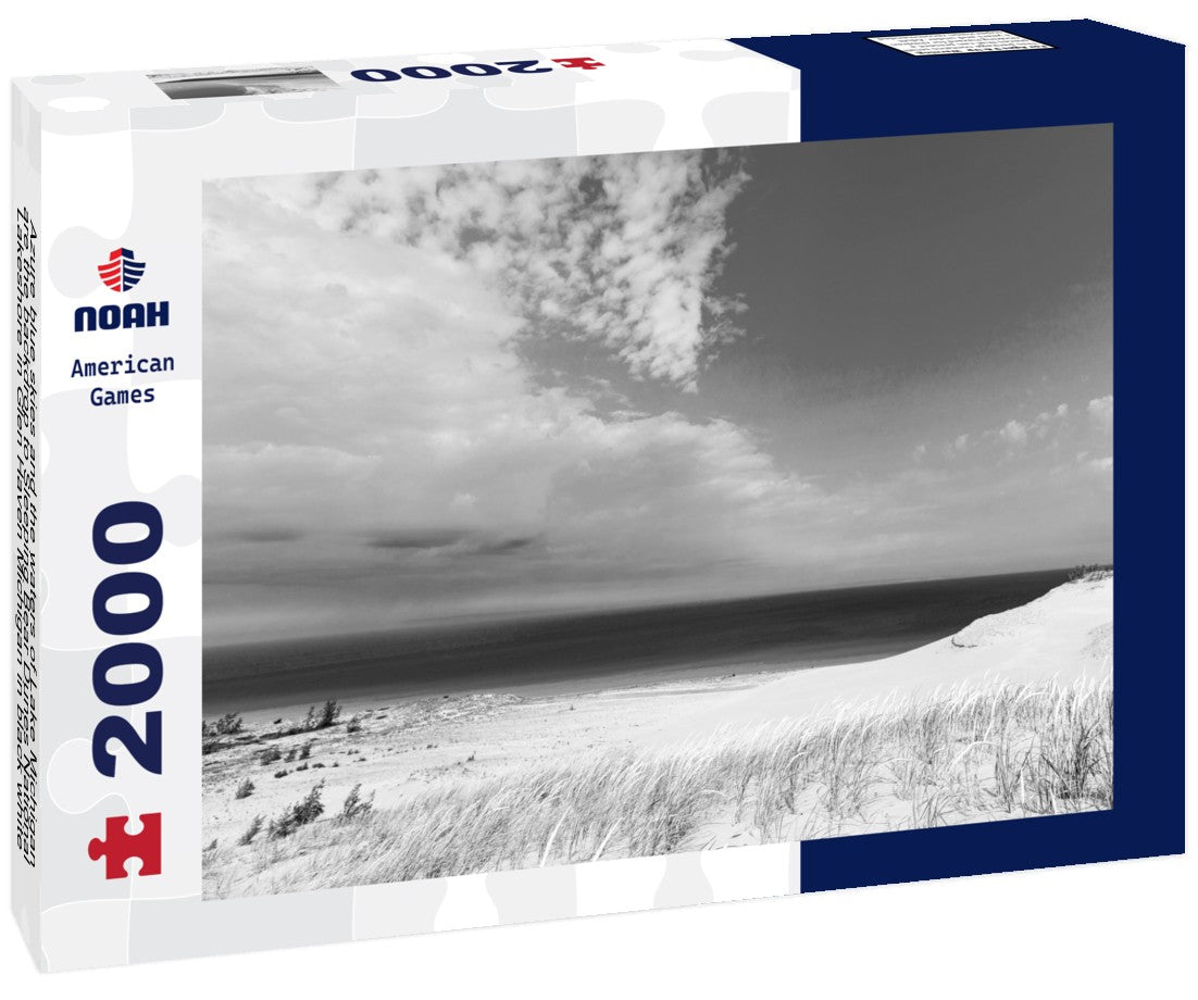 Azure blue skies and the waters of Lake Michigan are the backdrop to Sleeping Bear Dunes National Lakeshore in Glen Haven Michigan 2000pc PuzzleBlack and White