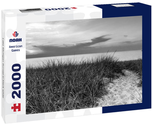 Noah Jigsaw Puzzle Lake Michigan Sunset in black white 2000 pieces
