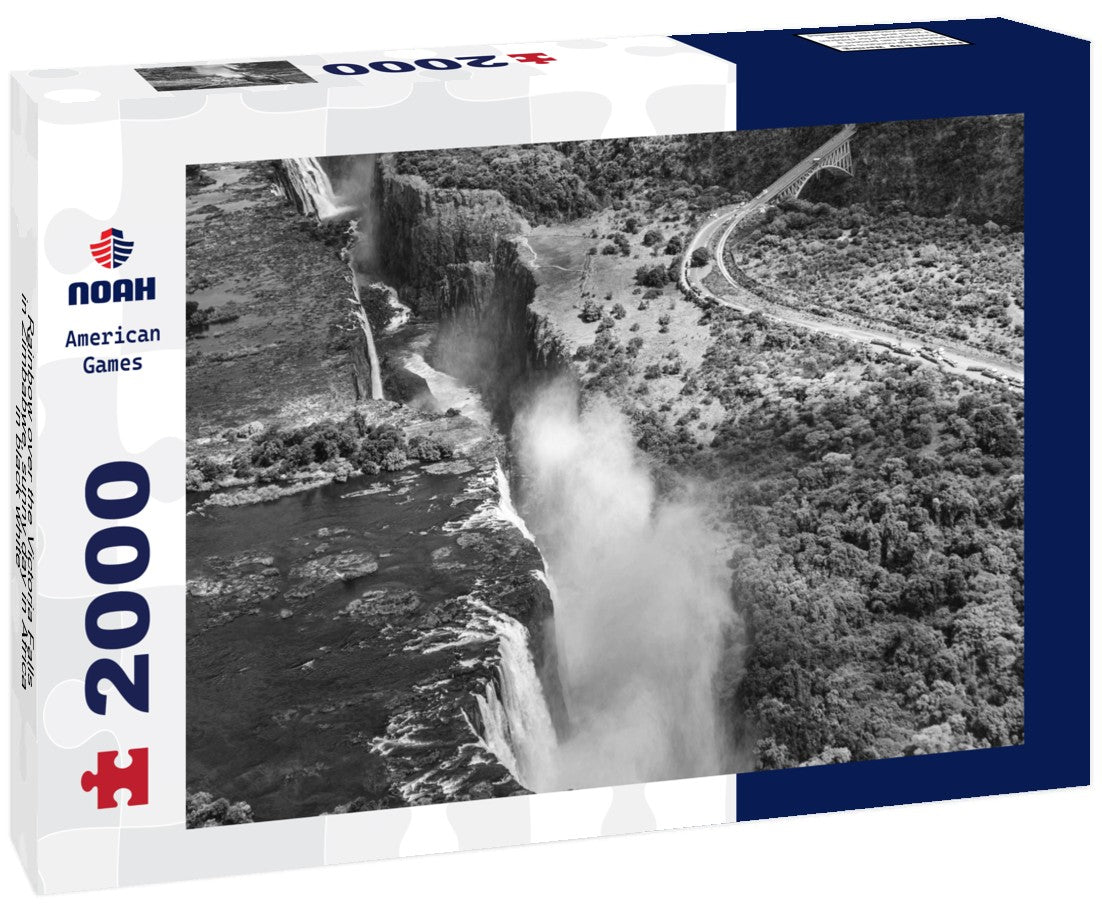 Noah Jigsaw Puzzle Rainbow over the Victoria Falls in Zimbabwe, sunny day in Africa in black white 2000 pieces
