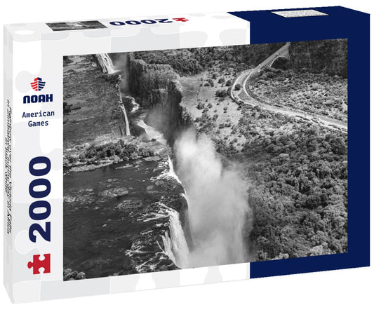 Noah Jigsaw Puzzle Rainbow over the Victoria Falls in Zimbabwe, sunny day in Africa in black white 2000 pieces