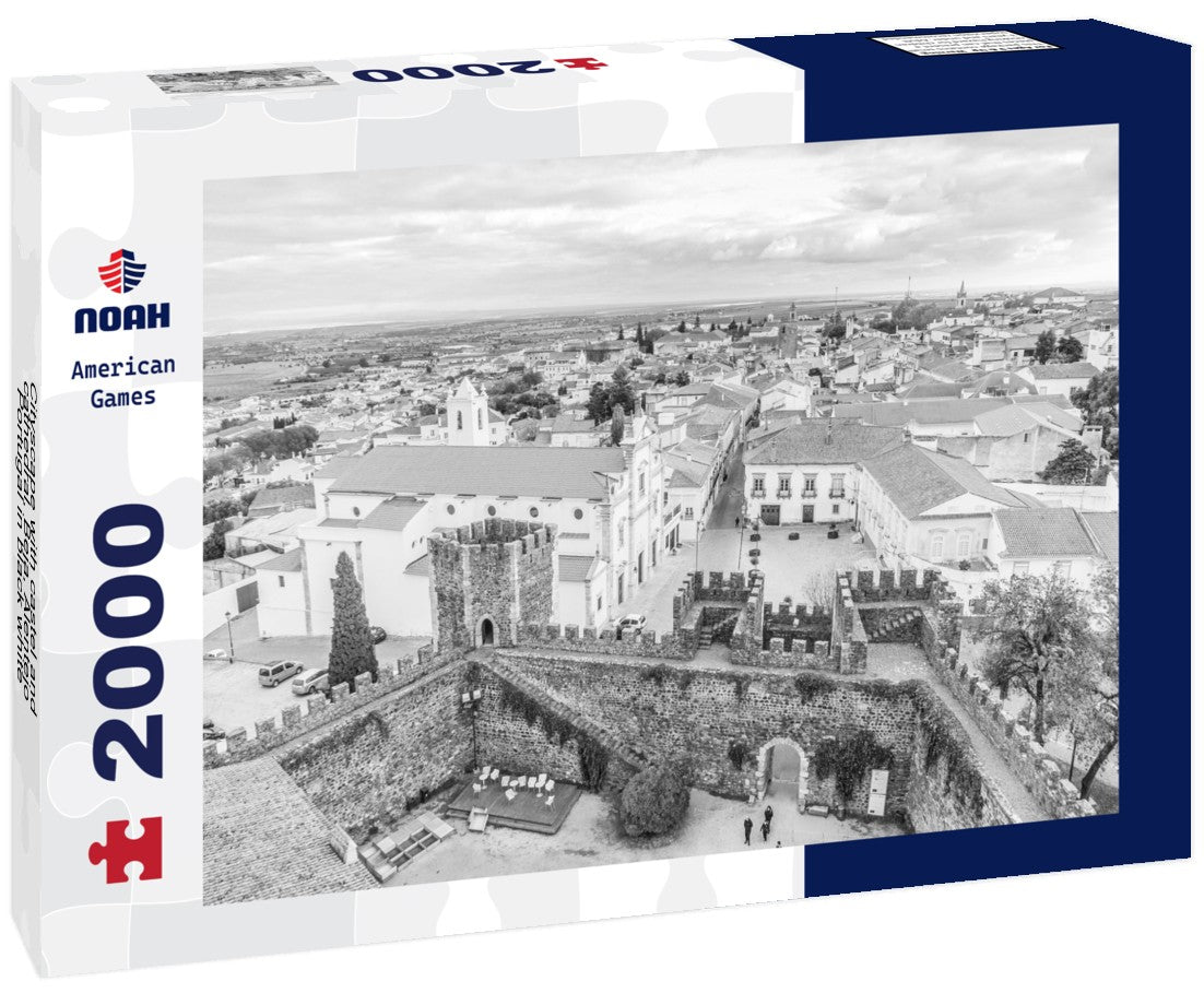 Cityscape with castel and cathedral, Beja, Alentejo, Portugal 2000pc PuzzleBlack and White