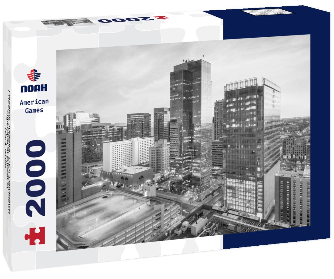 Phoenix, Arizona, USA Downtown cityscape at sunset 2000pc PuzzleBlack and White