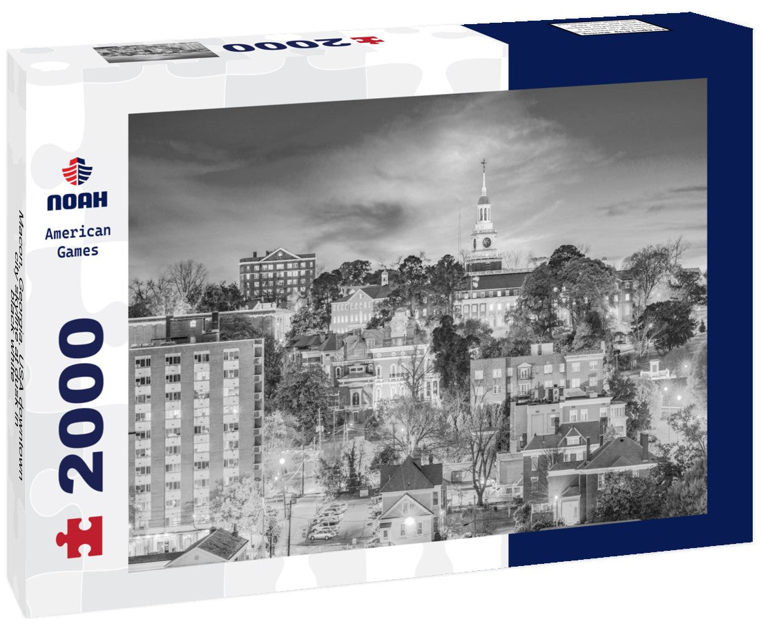 Noah Jigsaw Puzzle Macon, Georgia, USA downtown city skyline at dusk in black white 2000 pieces
