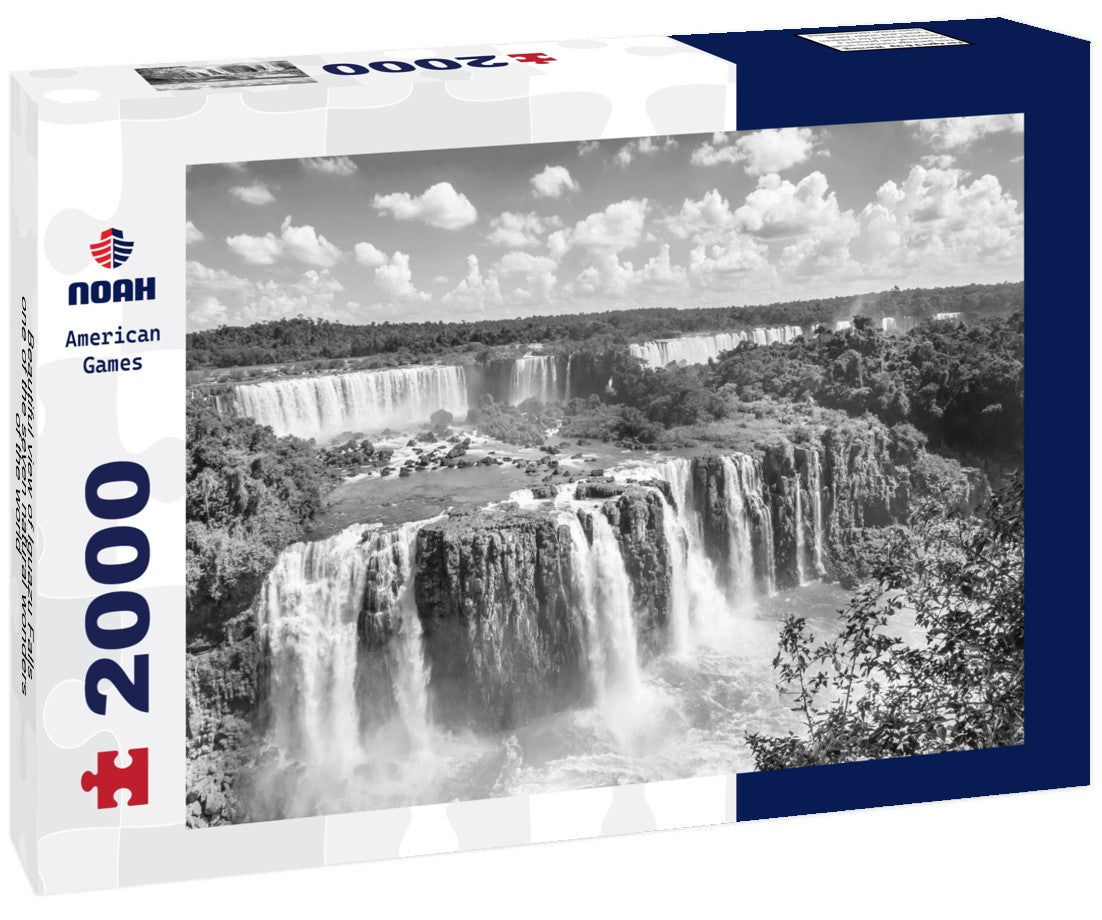 Beautiful view of Iguazu Falls, one of the seven natural wonders of the world - Foz do Iguaçu, Brazil 2000pc PuzzleBlack and White
