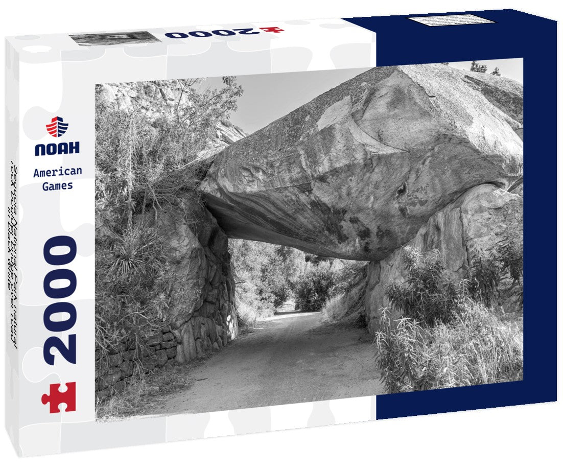 Noah Jigsaw Puzzle Sequoia National Park natural rock boulder bridge over road in black white 2000 pieces