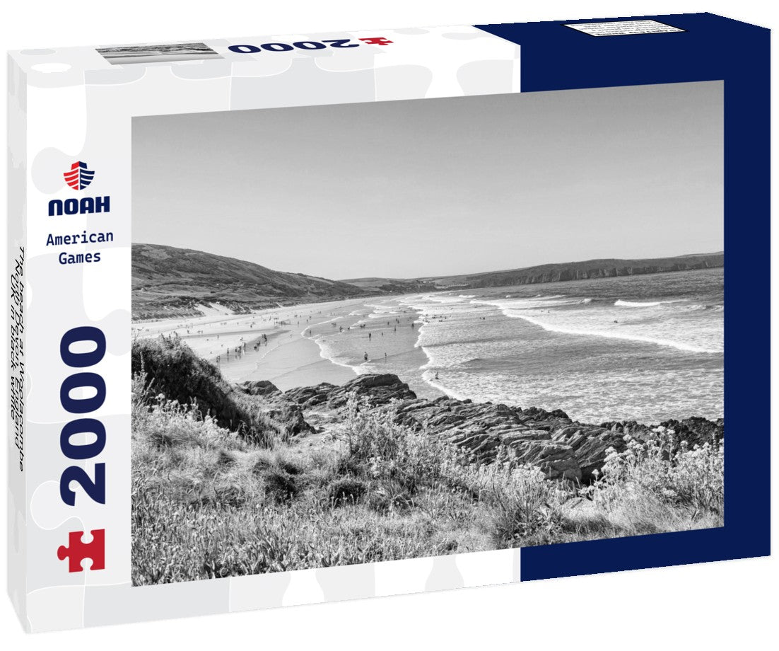Noah Jigsaw Puzzle The beach at Woolacombe, North Devon, England, UK in black white 2000 pieces