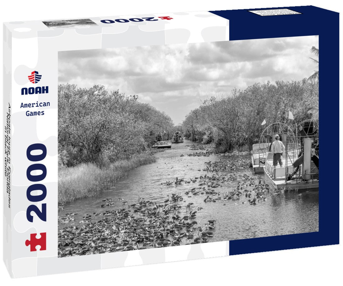 Noah Jigsaw Puzzle Airboats tours in Everglades National Park, Florida in black white 2000 pieces