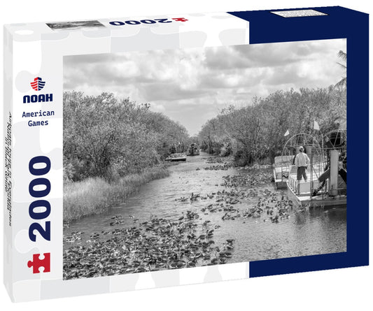 Noah Jigsaw Puzzle Airboats tours in Everglades National Park, Florida in black white 2000 pieces