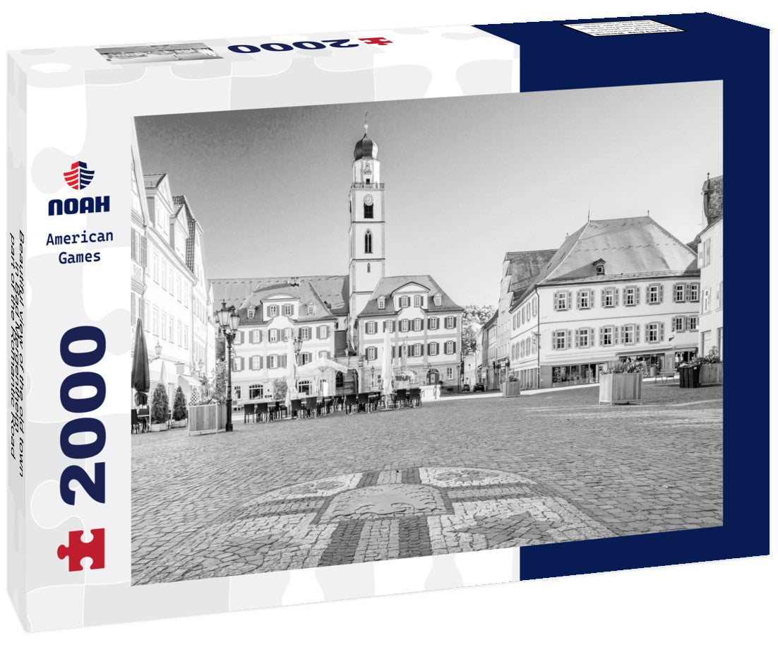 Beautiful view of the old town in Bad Mergentheim - part of the Romantic Road, Bavaria, Germany 2000pc PuzzleBlack and White