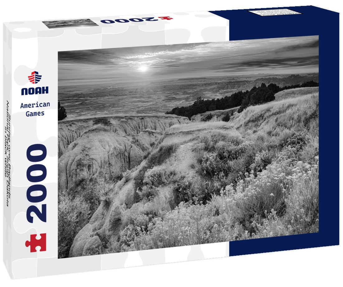 Noah Jigsaw Puzzle Sunrise over Badlands National Park, South Dakota in black white 2000 pieces