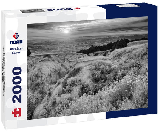 Noah Jigsaw Puzzle Sunrise over Badlands National Park, South Dakota in black white 2000 pieces