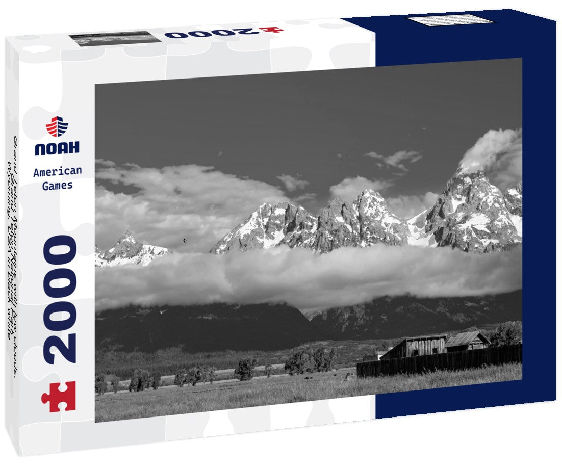 Noah Jigsaw Puzzle Grand Teton Mountains with low clouds. Grand Teton National Park, Wyoming, USA in black white 2000 pieces