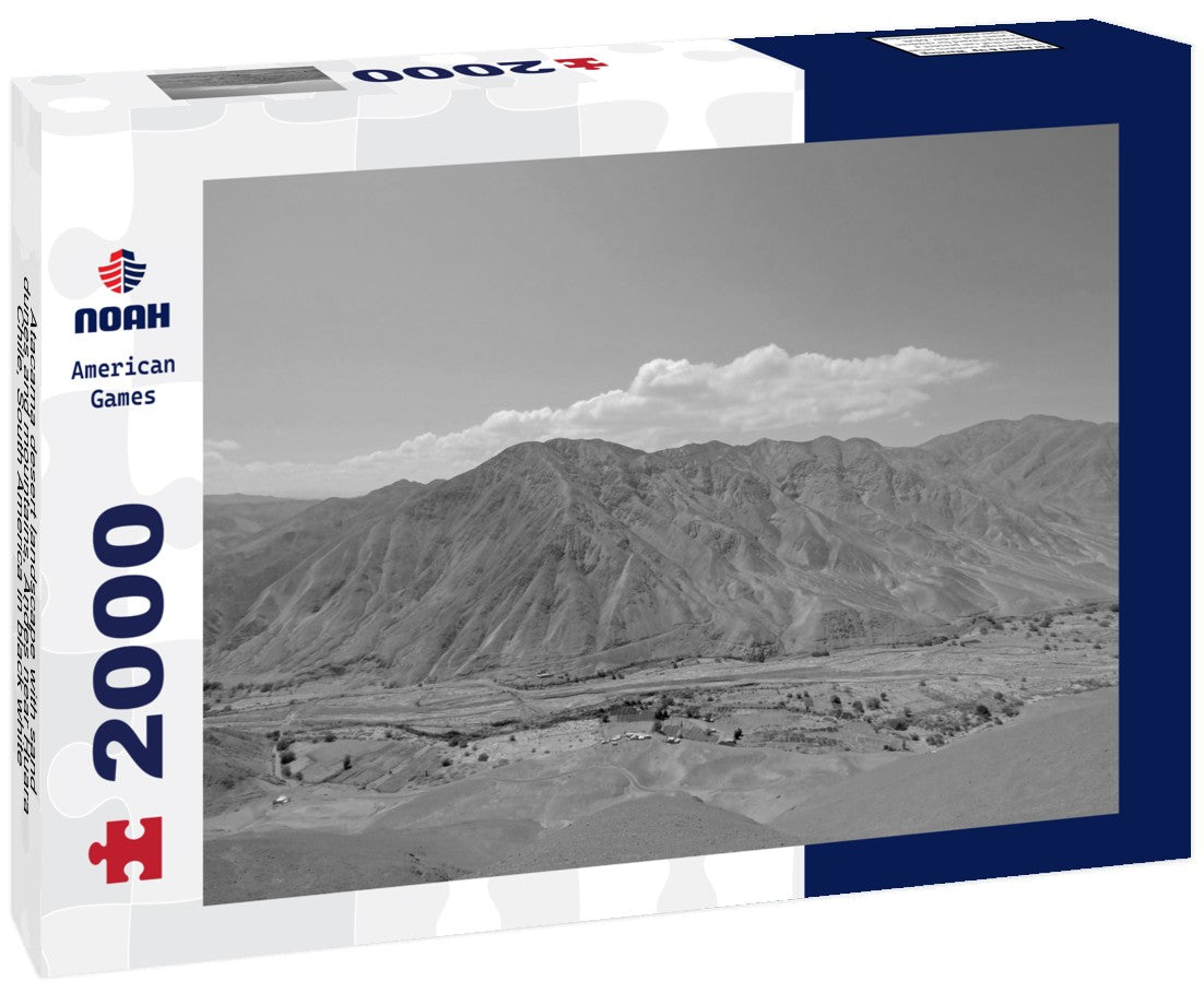 Noah Jigsaw Puzzle Atacama desert landscape with sand, dunes and mountains, Andes near Huara, Chile, South America in black white 2000 pieces