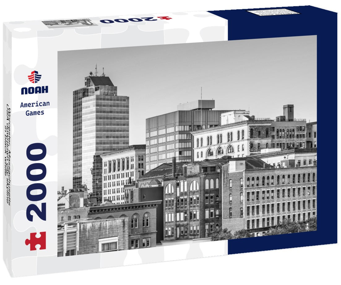 Worcester, Massachusetts, USA downtown city skyline 2000pc PuzzleBlack and White