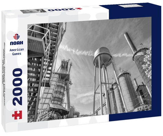 Noah Jigsaw Puzzle Birmingham, Alabama, USA historic Sloss pig iron blast furnace in black white 2000 pieces