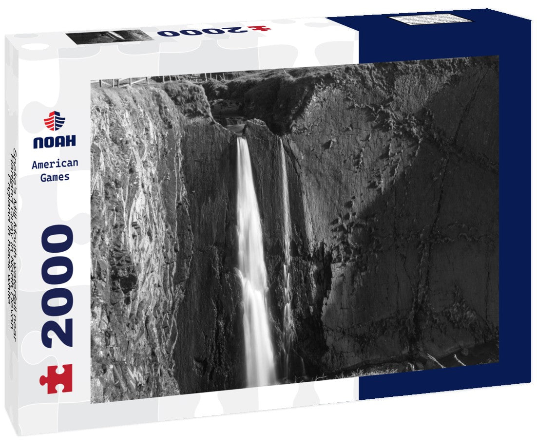 Noah Jigsaw Puzzle Speke's Mill Mouth waterfall near Hartland Quay in North Devon, England in black white 2000 pieces
