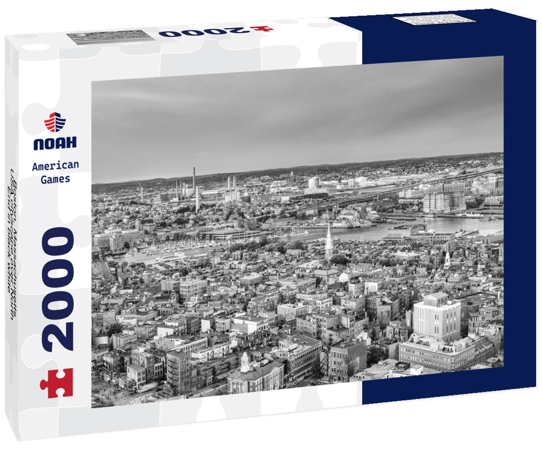 Noah Jigsaw Puzzle Boston, Massachusetts, USA cityscape over North End in black white 2000 pieces