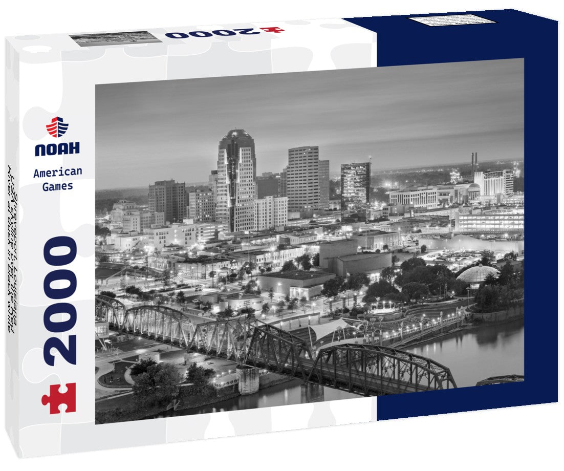 Shreveport, Louisiana, USA skyline over the Red River at dusk 2000pc PuzzleBlack and White