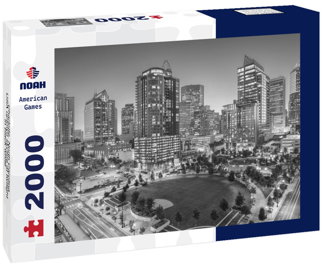 Charlotte, North Carolina, USA uptown skyline at twilight 2000pc PuzzleBlack and White