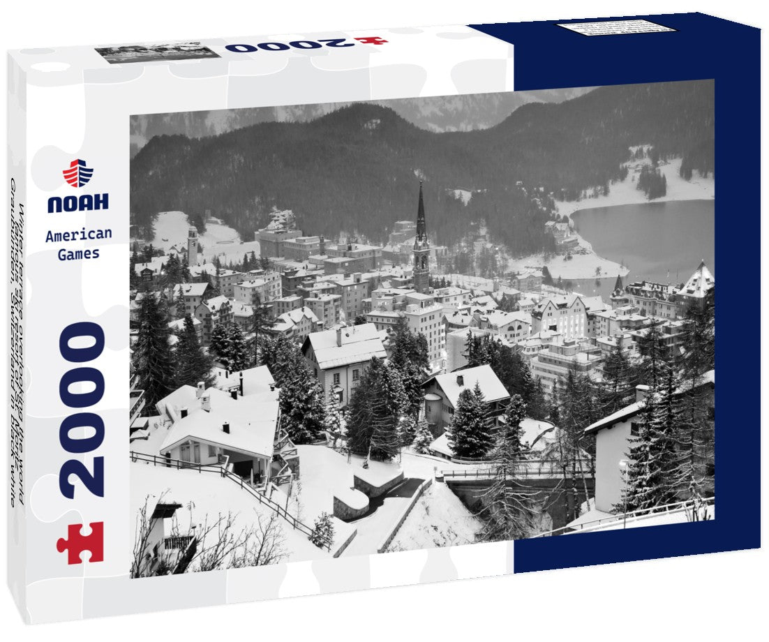 Noah Jigsaw Puzzle Winter terrace overlooking the world-famous ski resort of St. Moritz, Graubünden, Switzerland in black white 2000 pieces