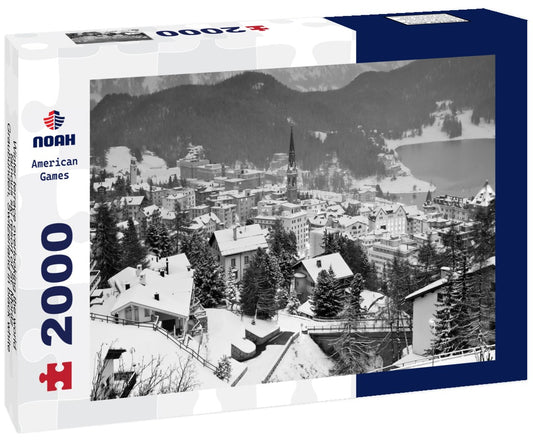 Noah Jigsaw Puzzle Winter terrace overlooking the world-famous ski resort of St. Moritz, Graubünden, Switzerland in black white 2000 pieces