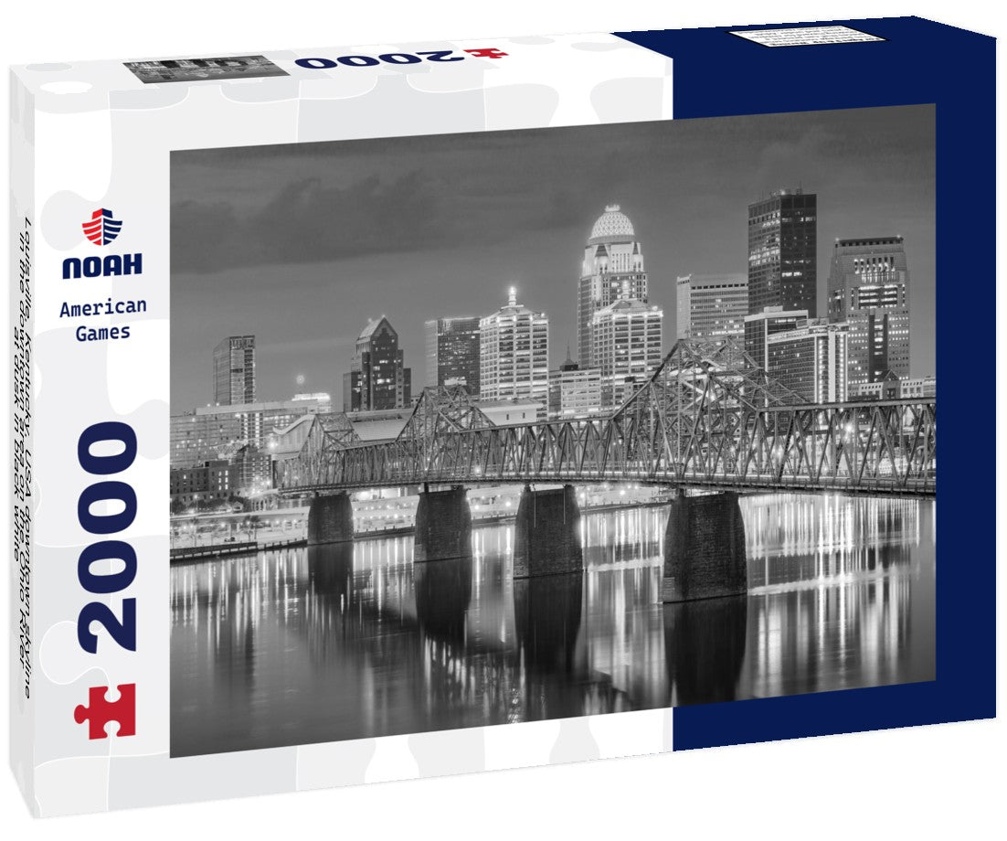 Louisville, Kentucky, USA downtown skyline in the downtown area on the Ohio River at dusk 2000pc PuzzleBlack and White